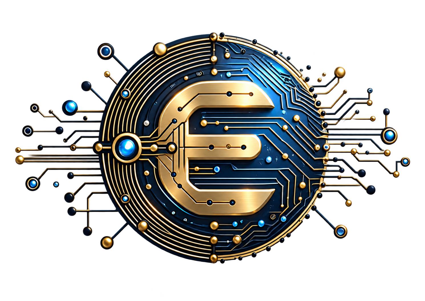 eReady’s gold and blue circuit globe, connecting AI with your business