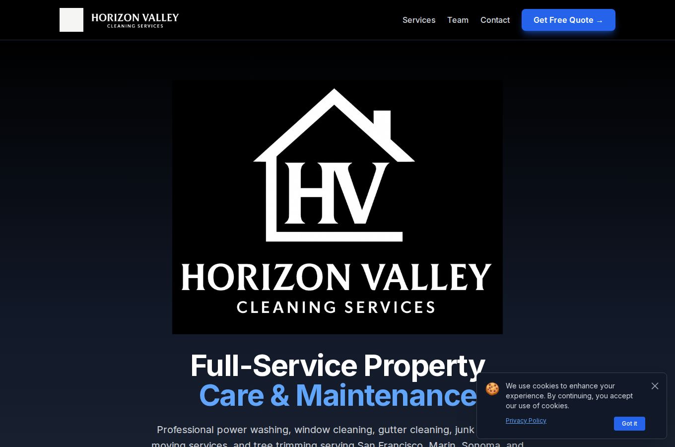 Website snapshot for Horizon Valley Services