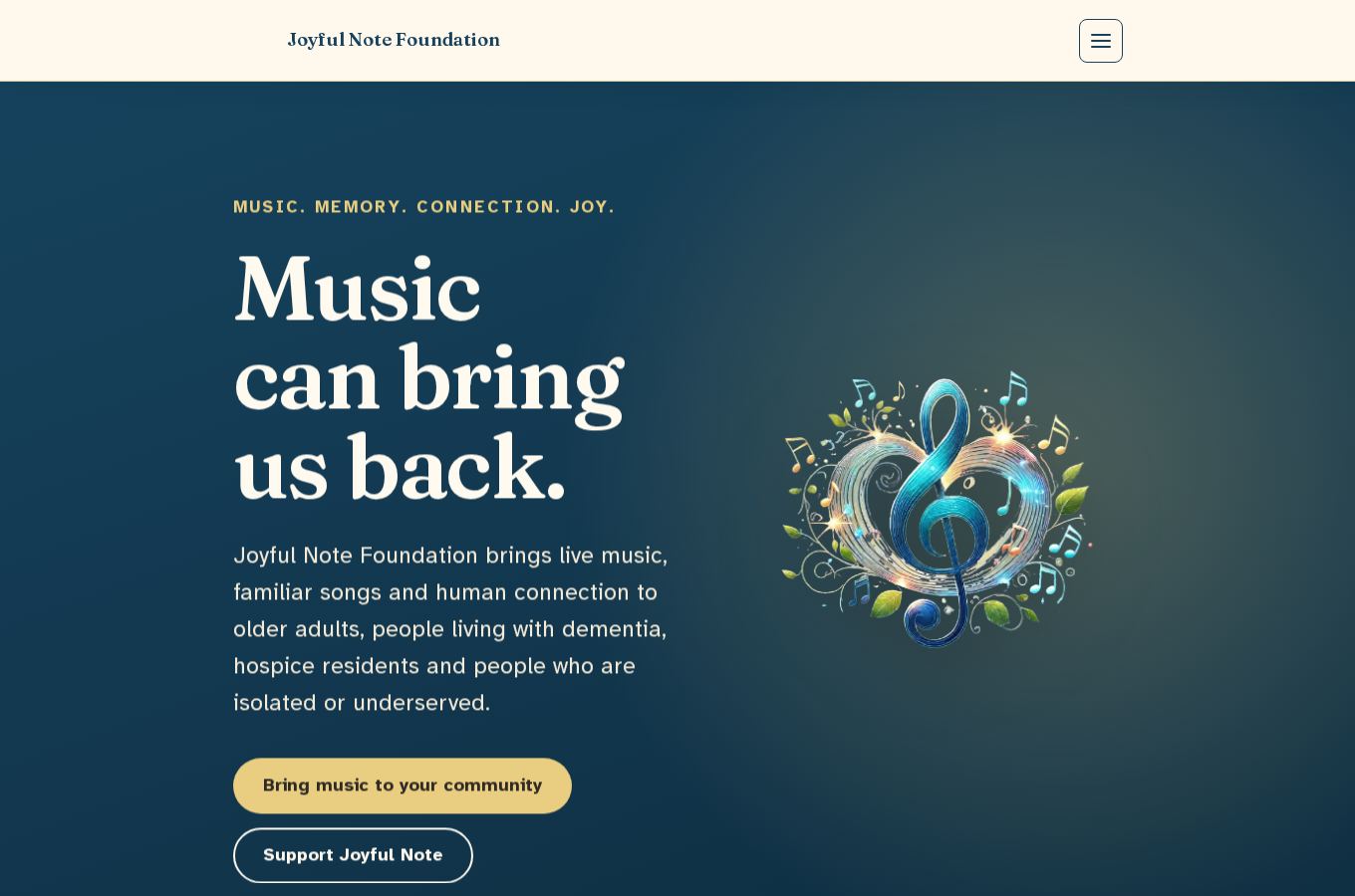 Website snapshot for Joyful Note Foundation