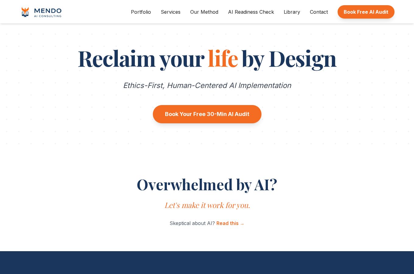 Website snapshot for Mendo AI Consulting