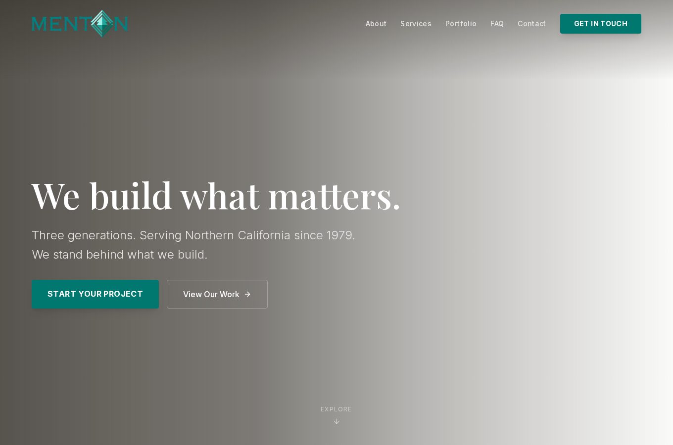 Website snapshot for Menton Builders