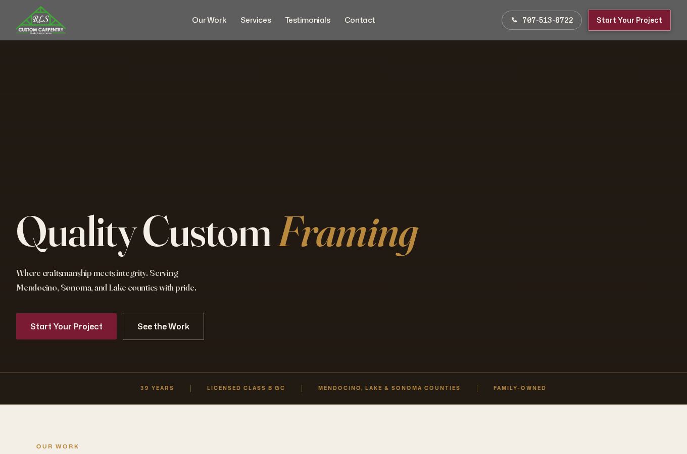 Website snapshot for RLS Custom Carpentry