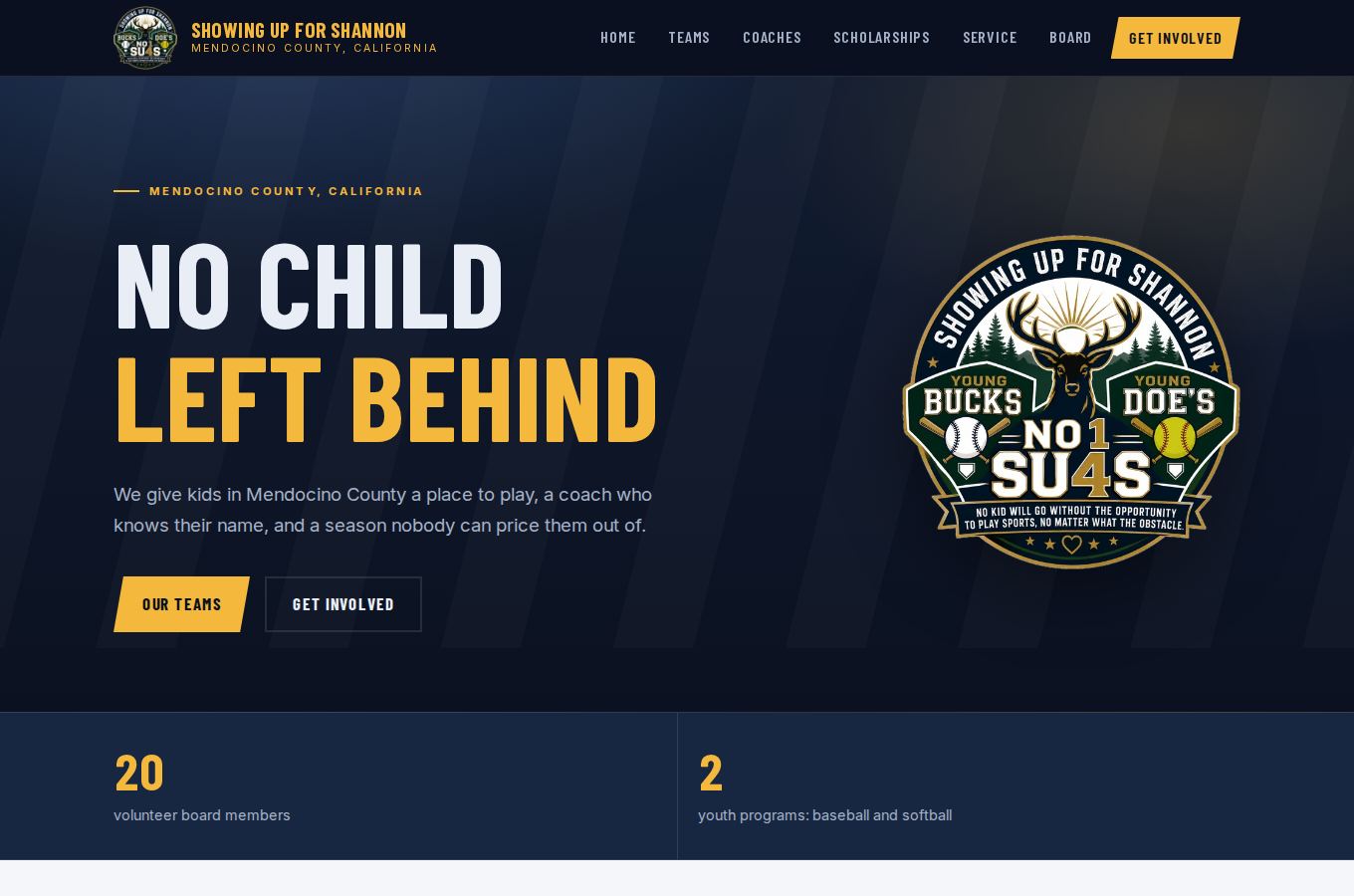 Website snapshot for Showing Up For Shannon